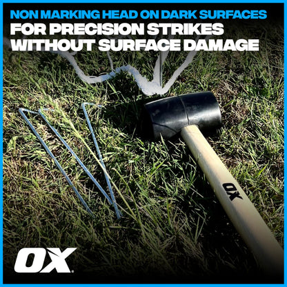 OX Trade Black Rubber Mallet 16oz / 450g, Non-Marking Hammer, Wooden Handle