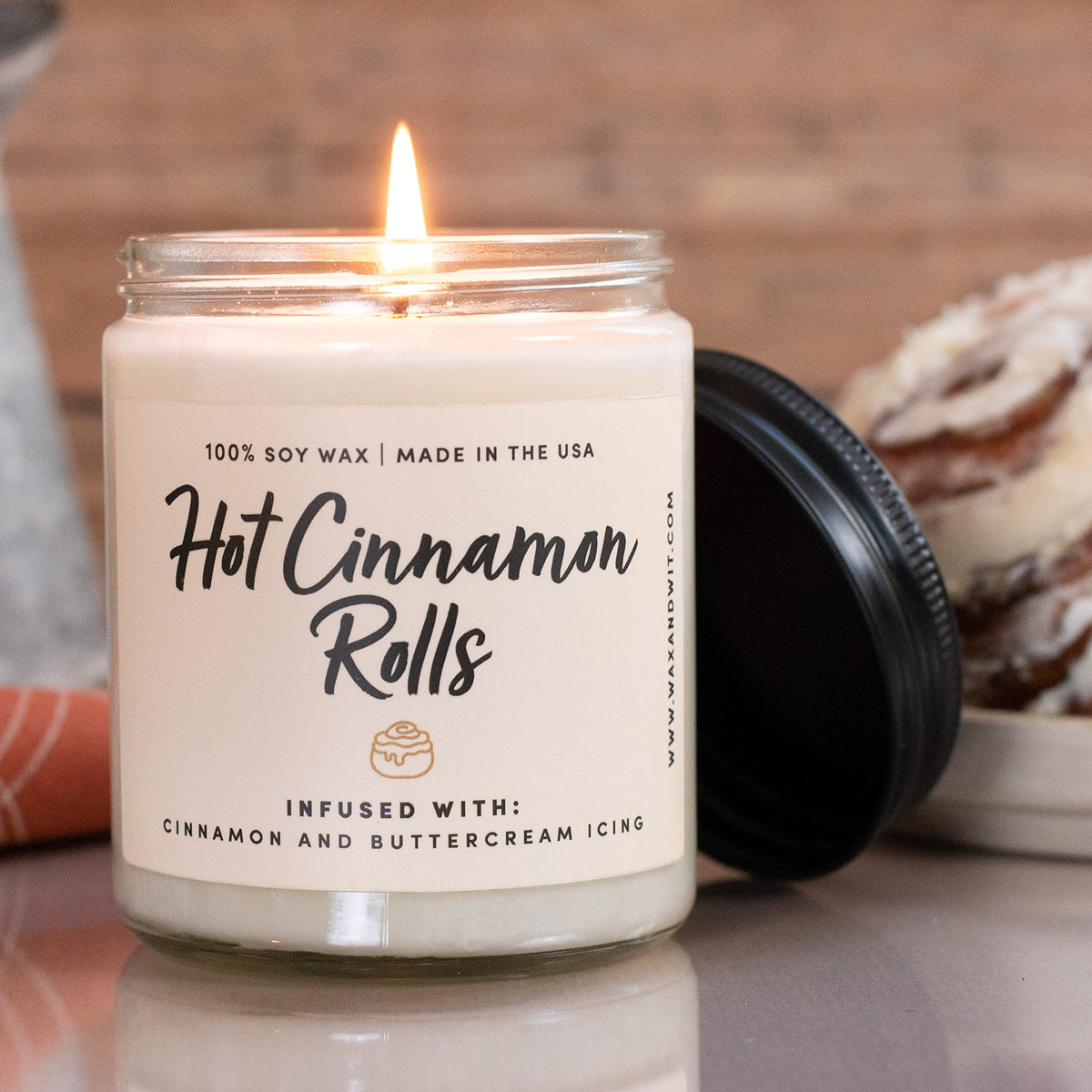 Wax & Wit Fall Candles for Home Scented – Apple, Cinnamon, Clove, Orange – Perfect Home Décor Gifts for Autumn, Holiday, Christmas, Winter - 9oz, Soy Wax, 50 Hour Burn