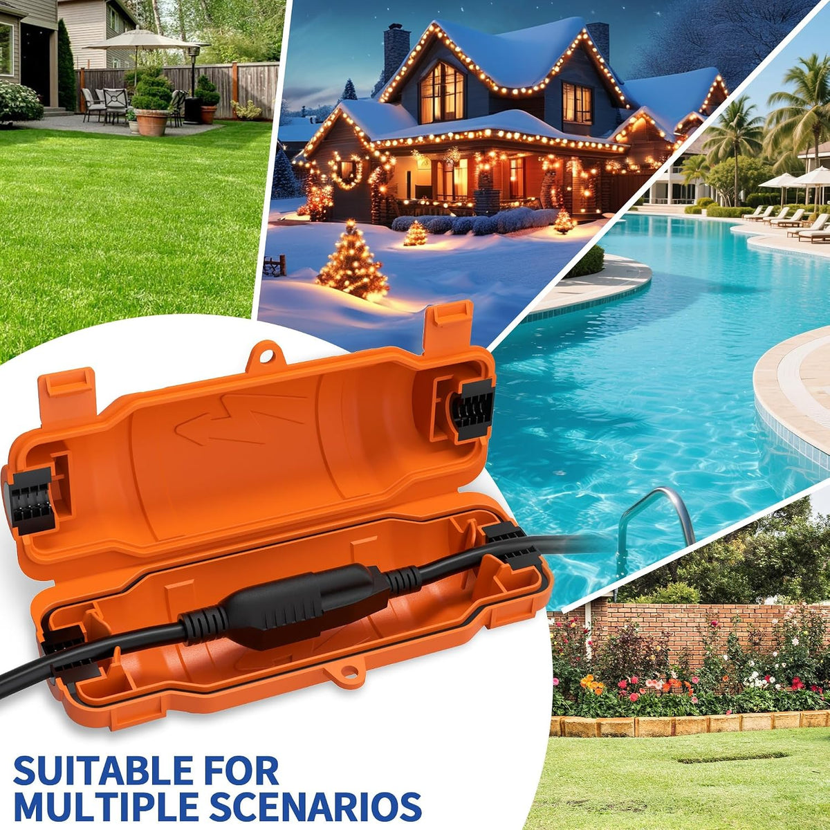 9 Pack Outdoor Extension Cord Safety Cover, Waterproof, Orange