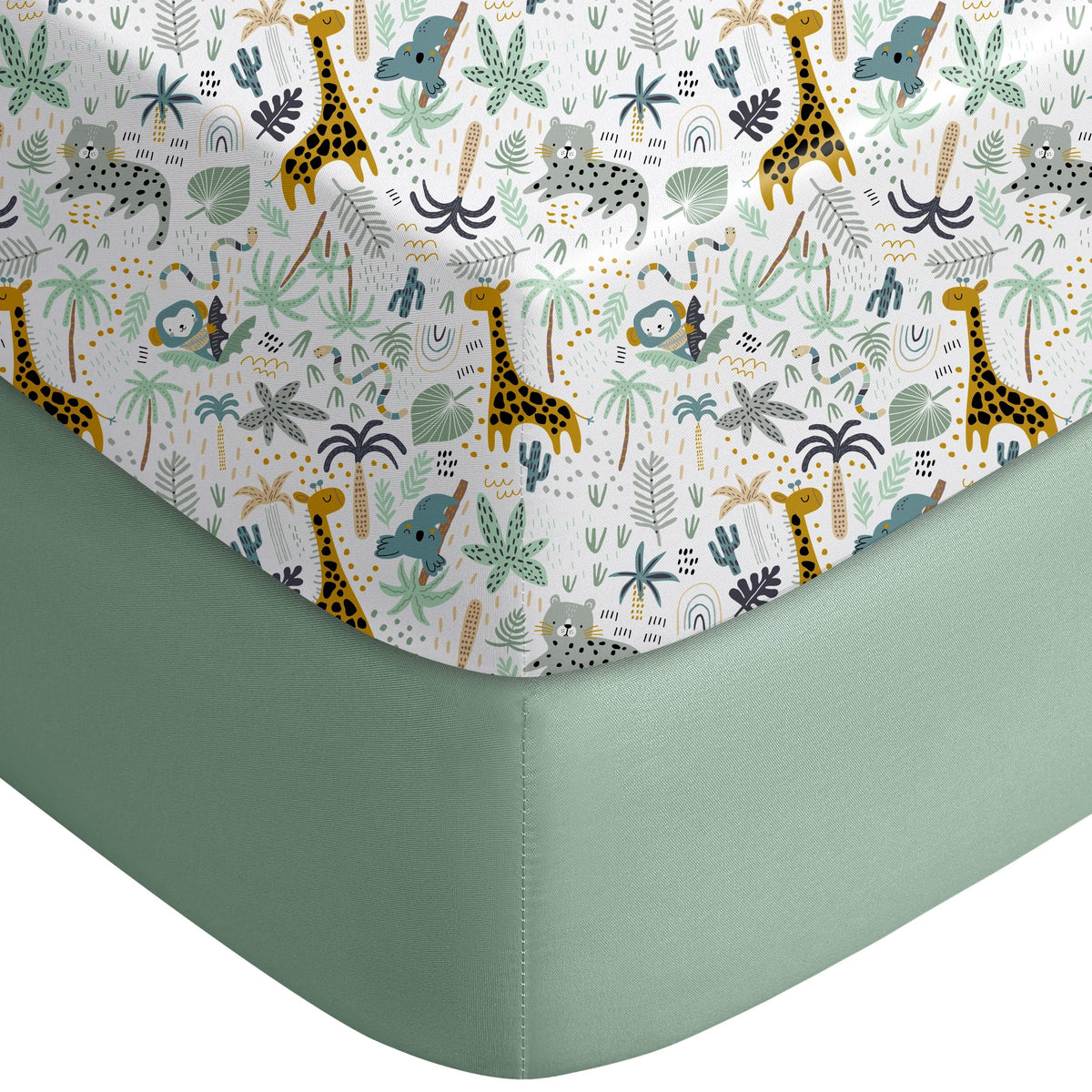 Yoofoss 2-Pack Baby Crib Sheets for Boys Girls 52x28 (Green+Leaf)