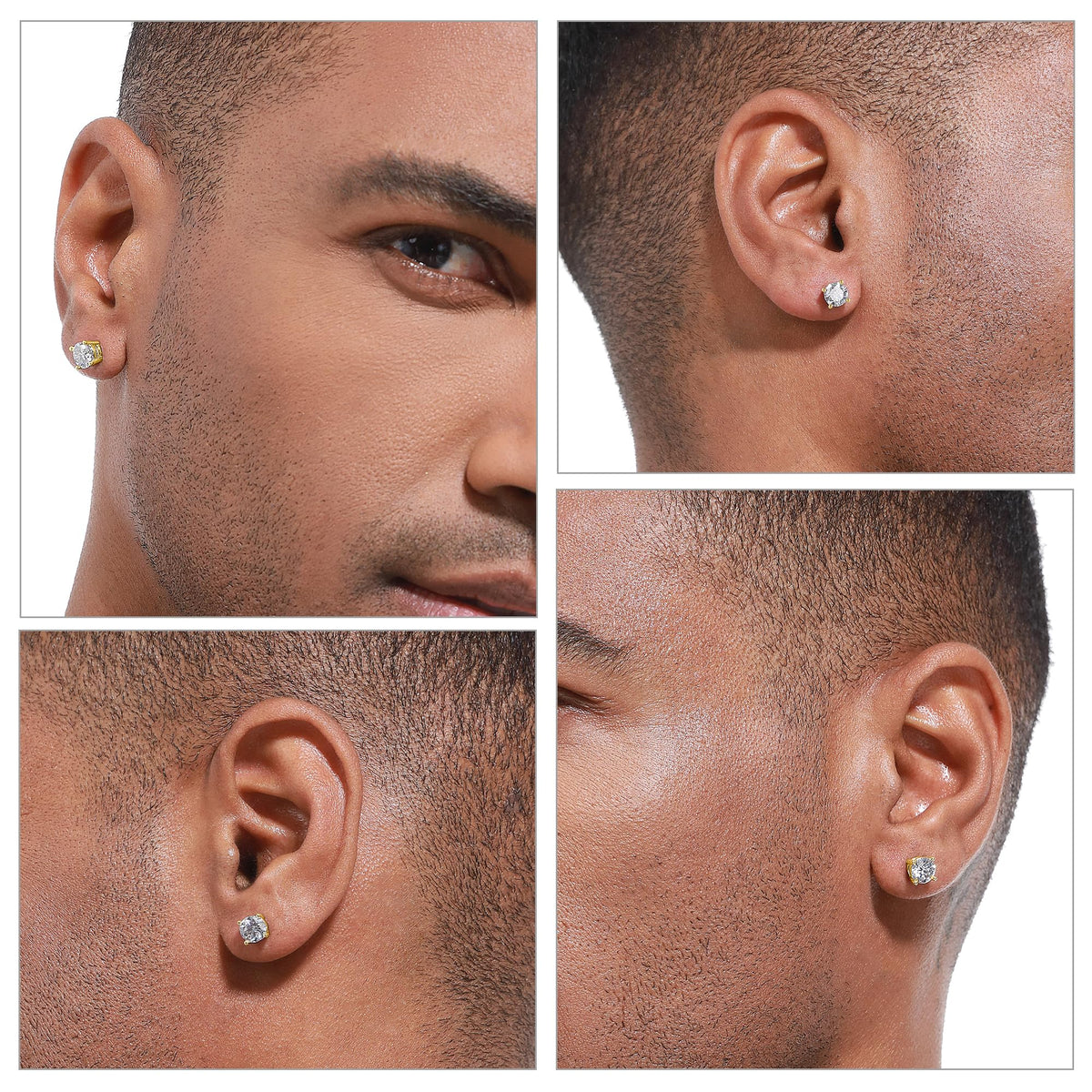 Moissanite Stud Earrings GRA 925 Sterling Silver Earrings for Men
