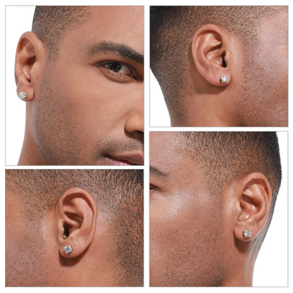 Moissanite Stud Earrings GRA 925 Sterling Silver Earrings for Men