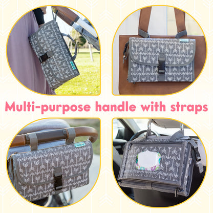Kopi Baby Portable Diaper Changing Pad, Wipes Pocket, Classic Black Arrows