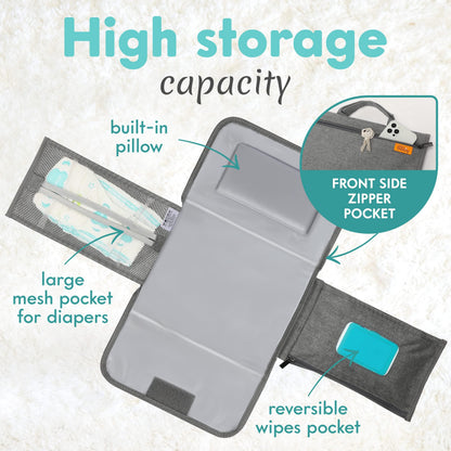 Kopi Baby Portable Diaper Changing Pad, Wipes Pocket, Classic Black Arrows