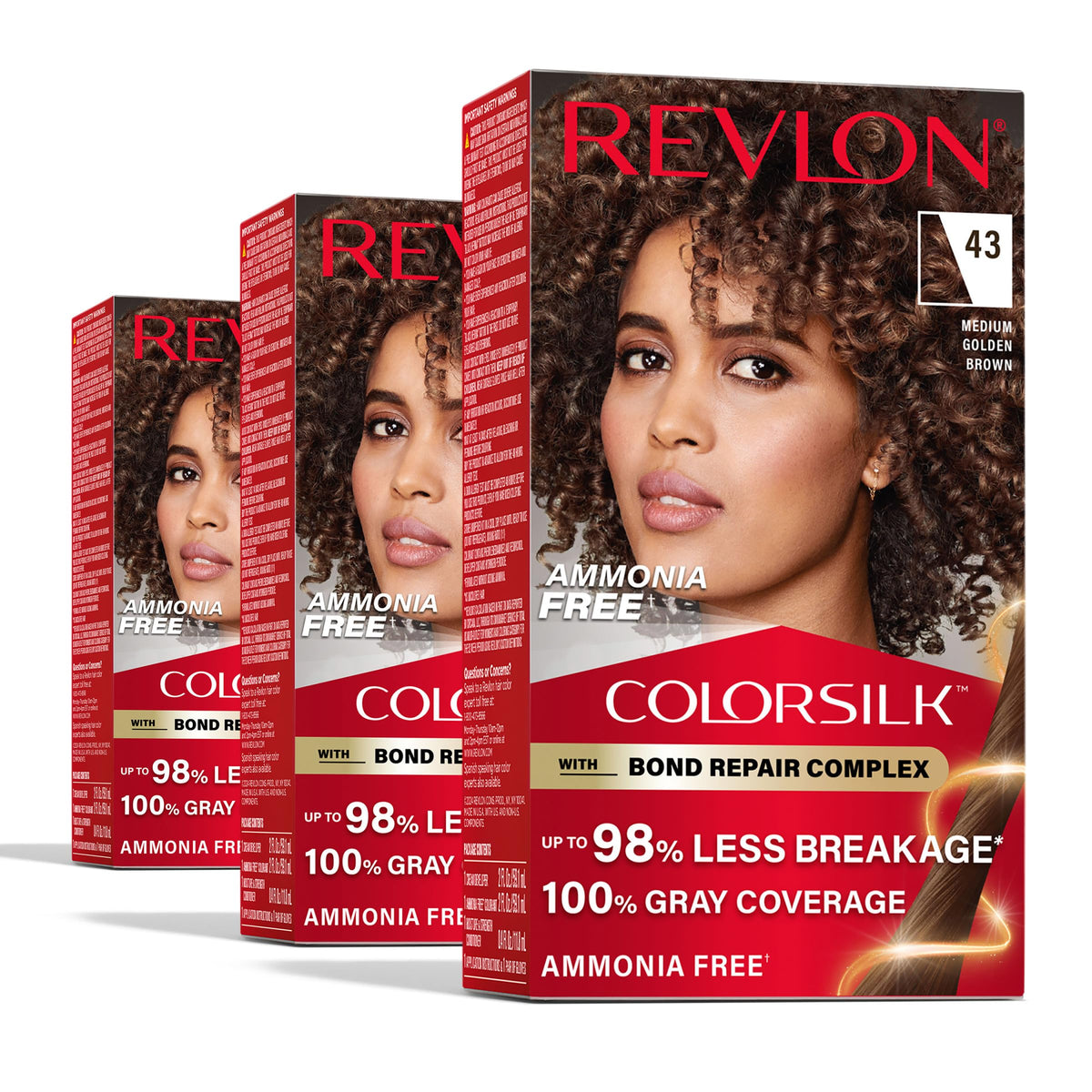 Revlon ColorSilk with Bond Repair Hair Color, 51 Light Brown, 3pk