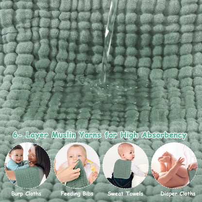 Looxii Muslin Baby Burp Cloths, Absorbent Brup Rags 6 Pack Set for Baby