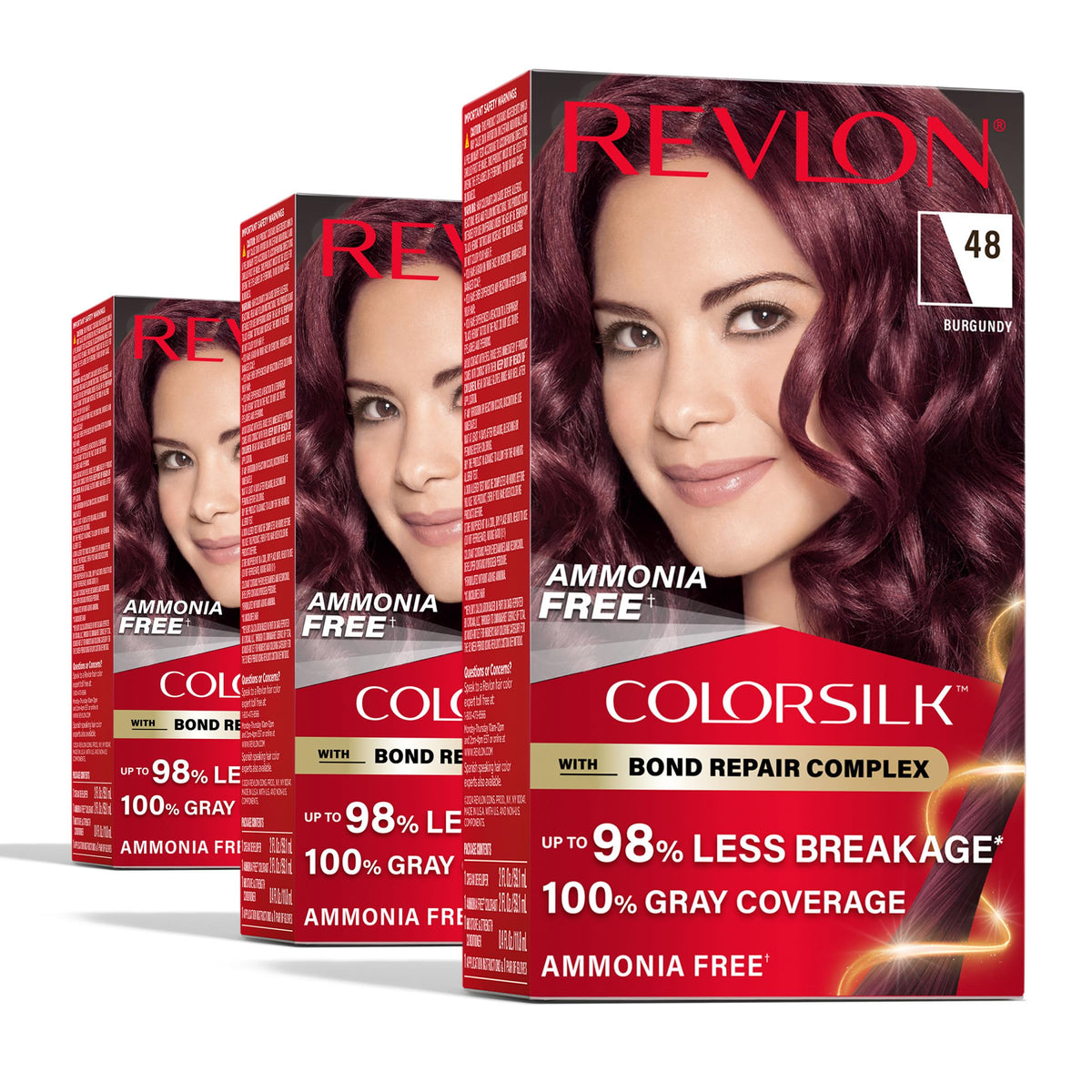 Revlon ColorSilk with Bond Repair Hair Color, 51 Light Brown, 3pk