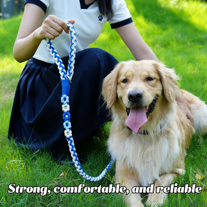 5FT Braided Cotton Rope Leash for Small, Medium and Large Dogs, Red & White Twist