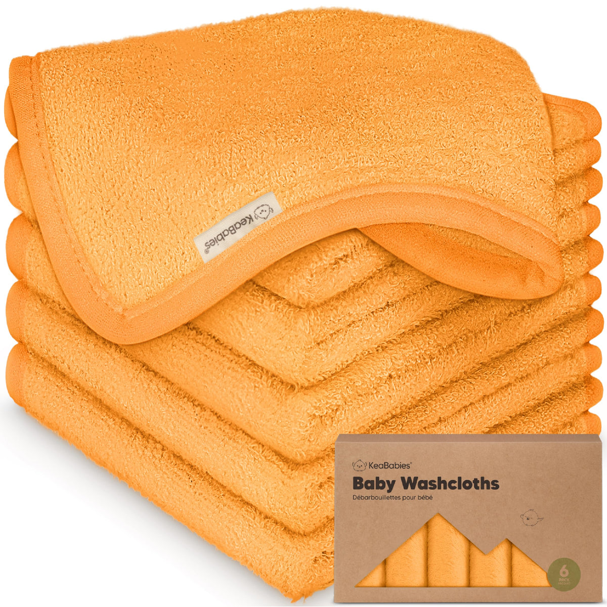 6-Pack Baby Washcloths, Soft Absorbent Washcloths for Face, Body (White)