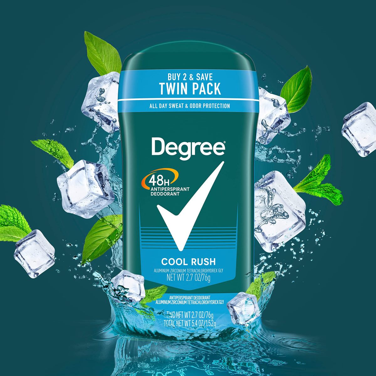 Degree Men Antiperspirant Deodorant, Cool Rush, Twin Pack, 2.7 oz