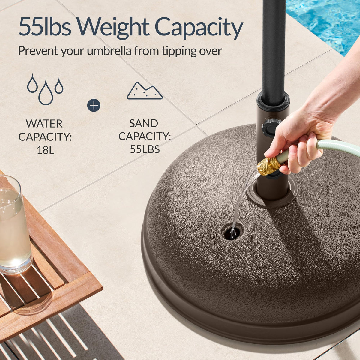 Best Choice Products Fillable Umbrella Base Stand Round Sunburst Plastic Patio Umbrella Base Stand, Pole Holder for Outdoor, Lawn w/ 55lbs Weight Capacity, Adjustment Knob