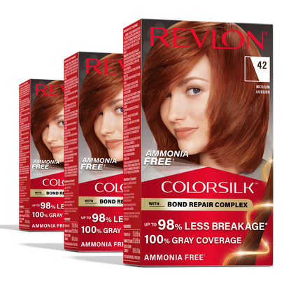 Revlon ColorSilk with Bond Repair Hair Color, 51 Light Brown, 3pk