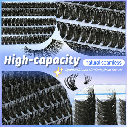 Lash Clusters Wispy 60D Eyelash Clusters 10-18mm Fluff Cluster Eyelash Extensions D Curl No Plastic Feel Individual Lashes Extension 240 Pcs Versatile False Eyelashes Clusters