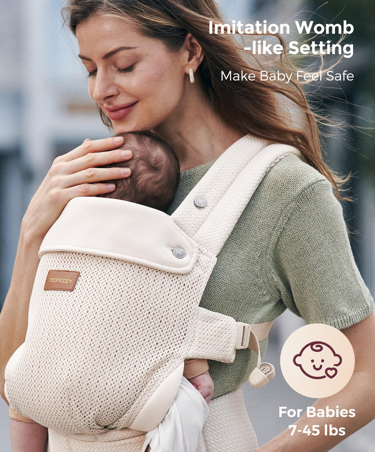 Momcozy PureHug Baby Carrier - Ergonomic, Cozy and Lightweight for 7-45 lbs
