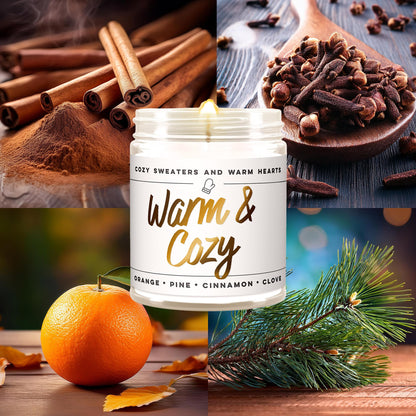 Wax & Wit Fall Candles for Home Scented – Apple, Cinnamon, Clove, Orange – Perfect Home Décor Gifts for Autumn, Holiday, Christmas, Winter - 9oz, Soy Wax, 50 Hour Burn