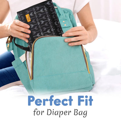 Kopi Baby Portable Diaper Changing Pad, Wipes Pocket, Classic Black Arrows