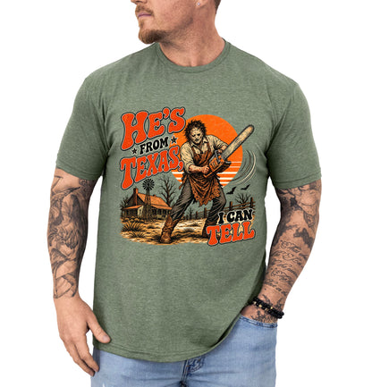 He’s from Texas I Can Tell Shirt, Retro Texas Chainsaw Horror Tee, Slasher Halloween T-Shirt