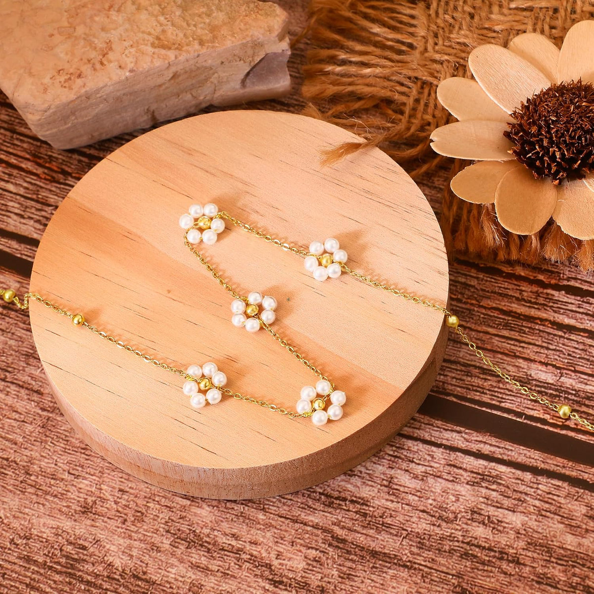 SmileBelle Pearl Necklaces for Women, 18K Gold Choker