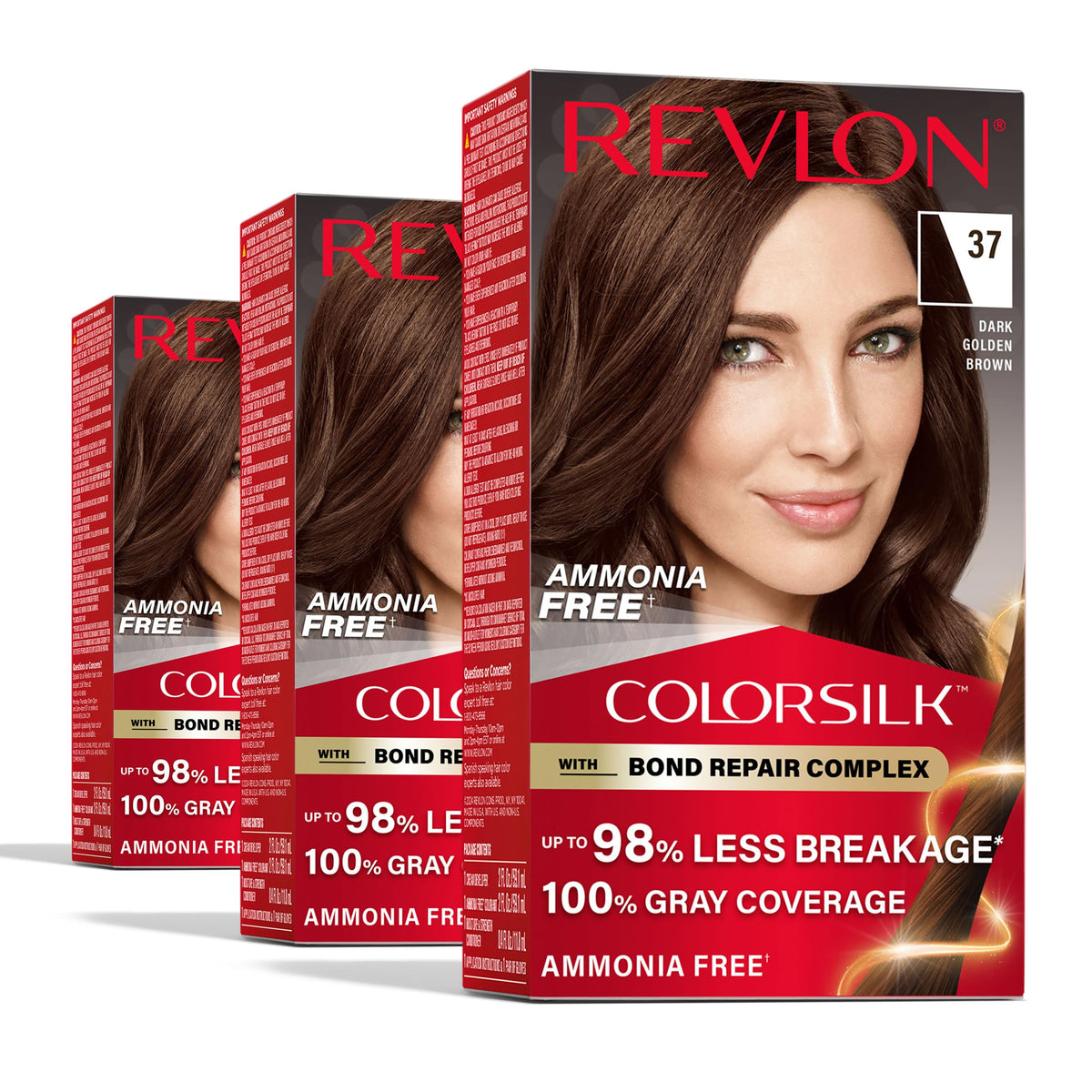 Revlon ColorSilk with Bond Repair Hair Color, 51 Light Brown, 3pk