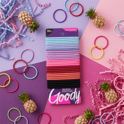 Goody Ouchless Elastic Hair Ties, 30 Ct, Black, 4MM Rubber Bands, Pain-Free