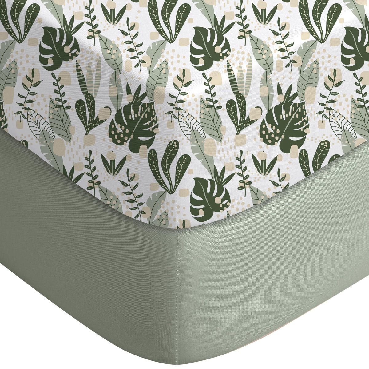 Yoofoss 2-Pack Baby Crib Sheets for Boys Girls 52x28 (Green+Leaf)
