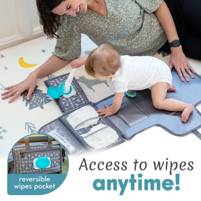 Kopi Baby Portable Diaper Changing Pad, Wipes Pocket, Classic Black Arrows