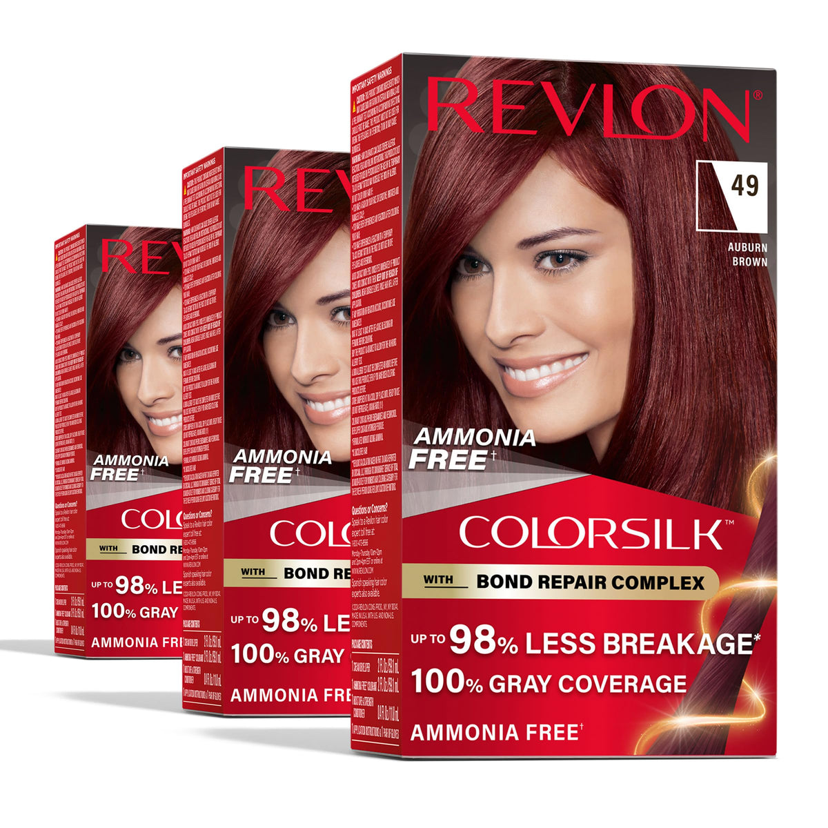 Revlon ColorSilk with Bond Repair Hair Color, 51 Light Brown, 3pk