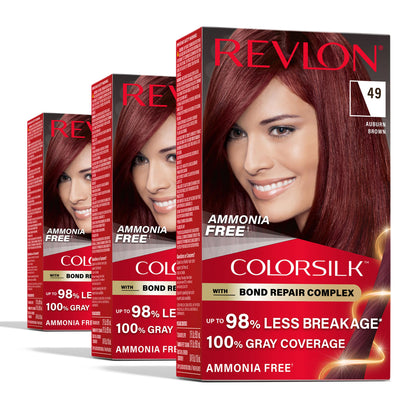 Revlon ColorSilk with Bond Repair Hair Color, 51 Light Brown, 3pk