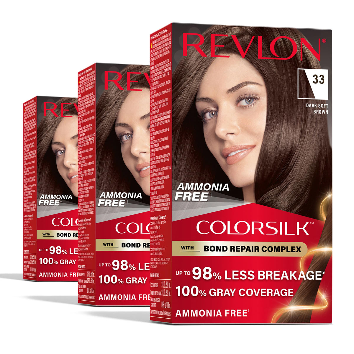 Revlon ColorSilk with Bond Repair Hair Color, 51 Light Brown, 3pk
