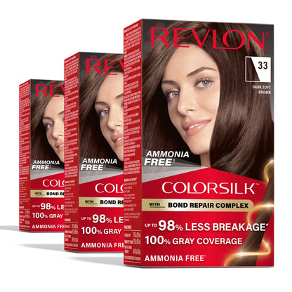 Revlon ColorSilk with Bond Repair Hair Color, 51 Light Brown, 3pk