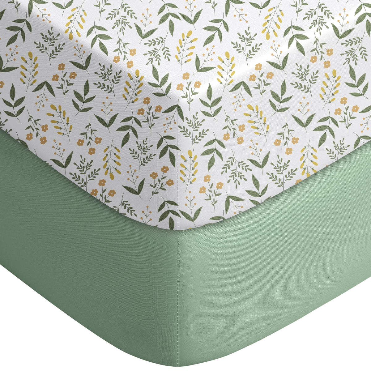 Yoofoss 2-Pack Baby Crib Sheets for Boys Girls 52x28 (Green+Leaf)