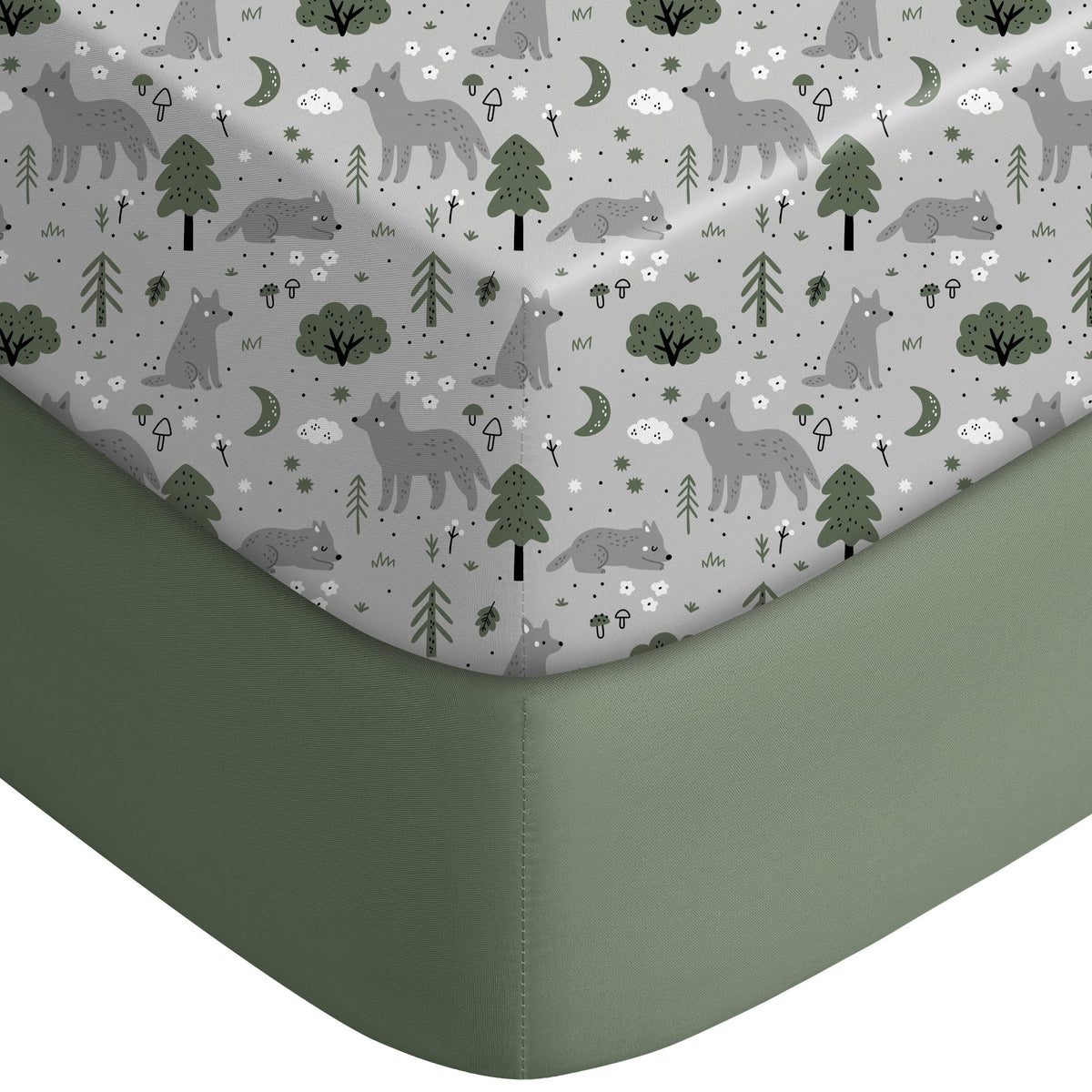 Yoofoss 2-Pack Baby Crib Sheets for Boys Girls 52x28 (Green+Leaf)