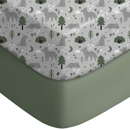 Yoofoss 2-Pack Baby Crib Sheets for Boys Girls 52x28 (Green+Leaf)