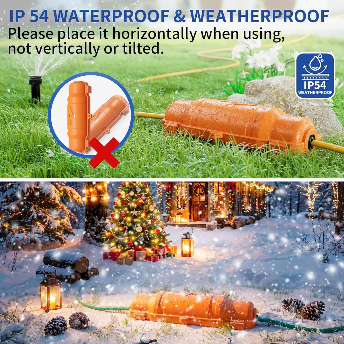 9 Pack Outdoor Extension Cord Safety Cover, Waterproof, Orange