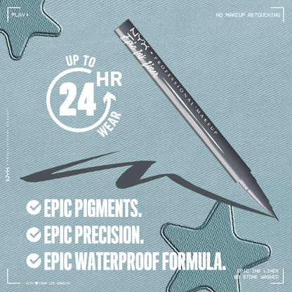 NYX PROFESSIONAL MAKEUP Epic Ink Eyeliner with Up To 24HR Wear, Black