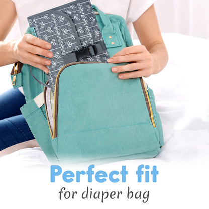 Kopi Baby Portable Diaper Changing Pad, Wipes Pocket, Classic Black Arrows