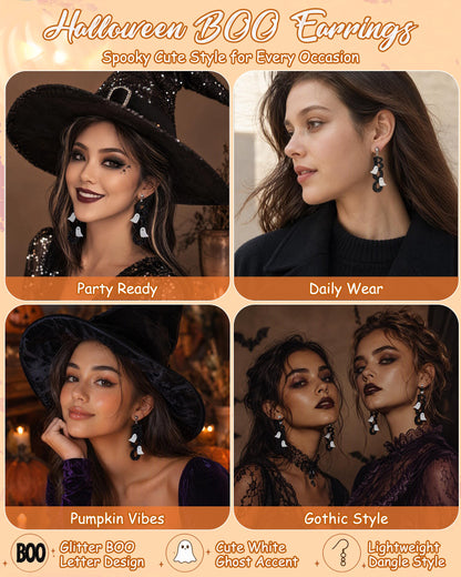 Halloween 3D Skeleton Skull Earrings BOO Ghost Earrings for Women