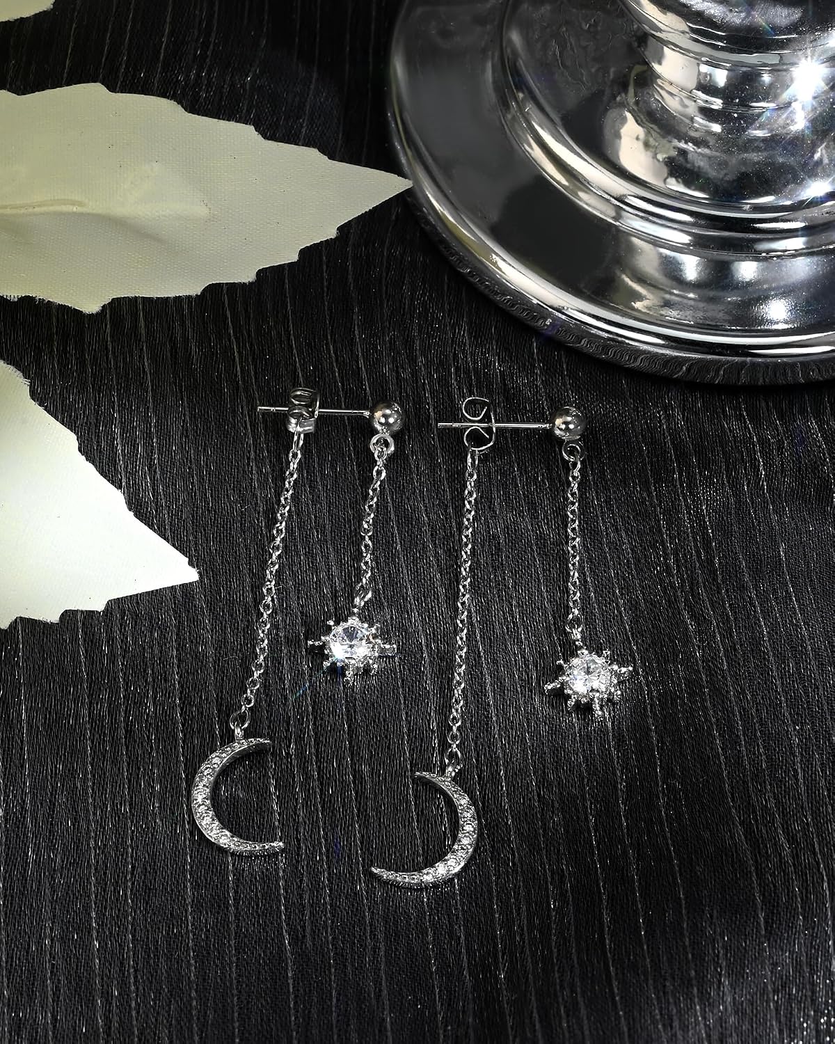 Moon and Star Dangle Earrings