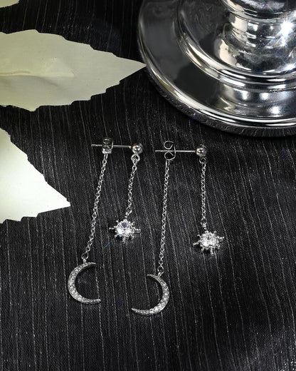 Moon and Star Dangle Earrings