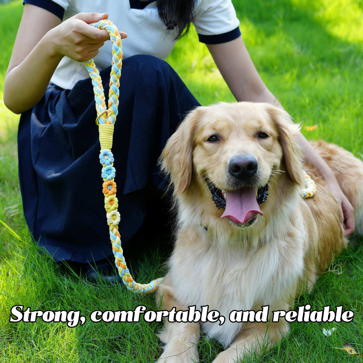 5FT Braided Cotton Rope Leash for Small, Medium and Large Dogs, Red & White Twist