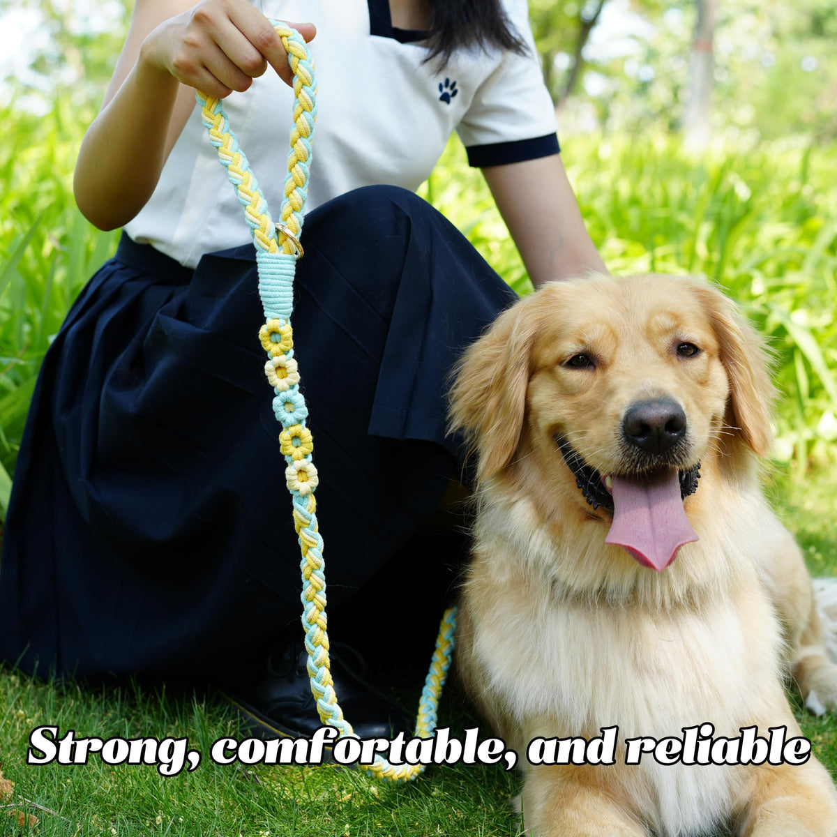 5FT Braided Cotton Rope Leash for Small, Medium and Large Dogs, Red & White Twist