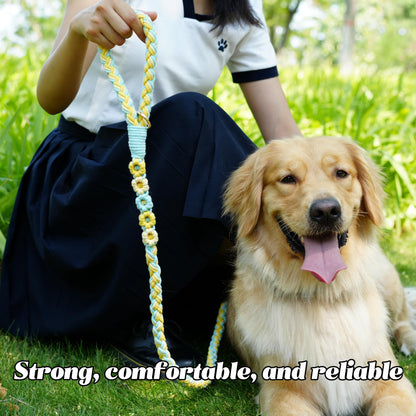 5FT Braided Cotton Rope Leash for Small, Medium and Large Dogs, Red & White Twist