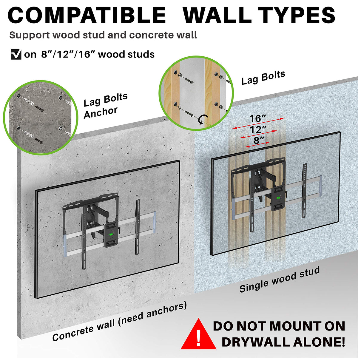 USX Mount Full Motion TV Wall Mount for 42-90 inch TV Holds up to 132lbs
