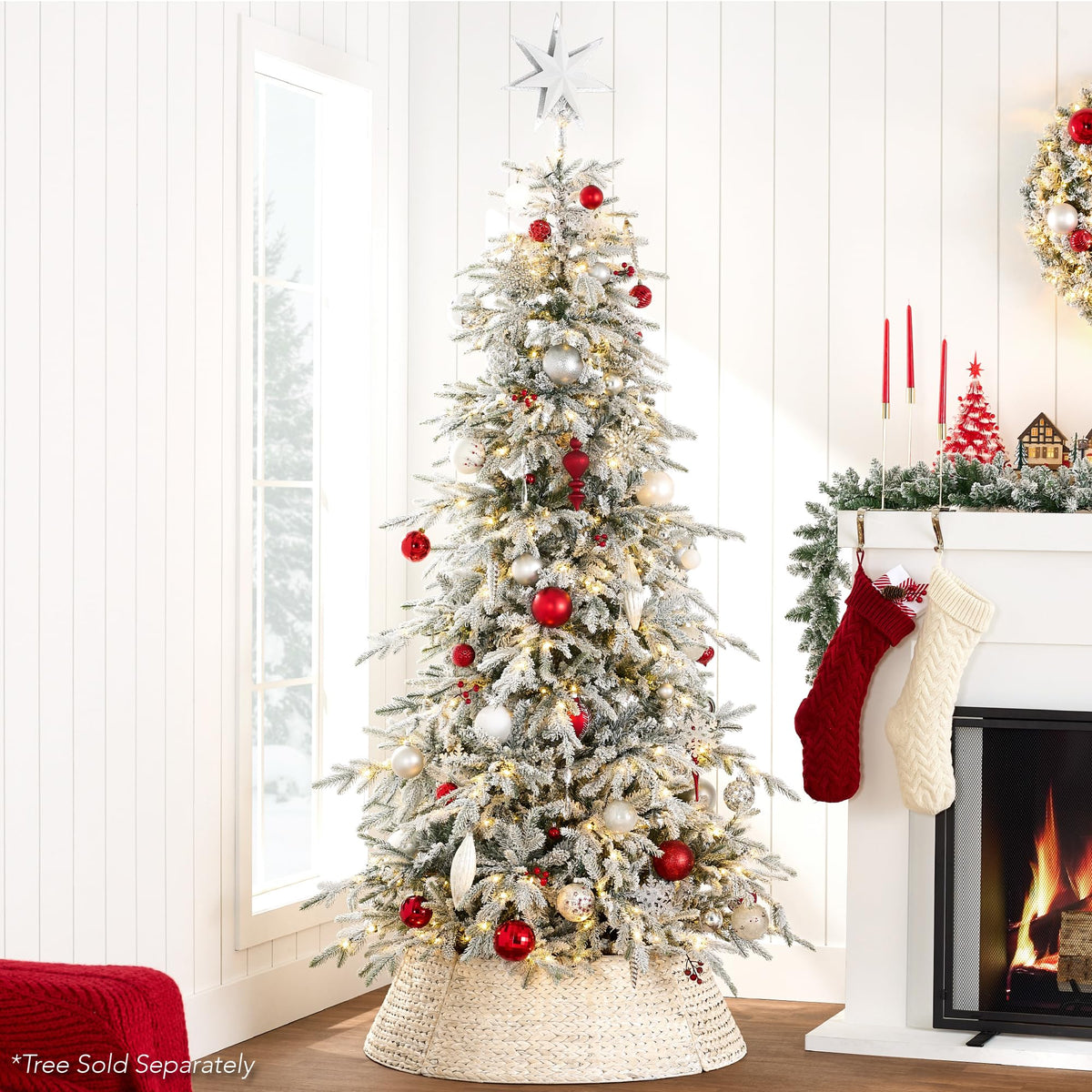 Best Choice Products 36in Christmas Tree Collar, Woven Hyacinth 3-Piece Holiday Rattan Tree Skirt Accessory for Home w/Cord Cut-Out - Chestnut