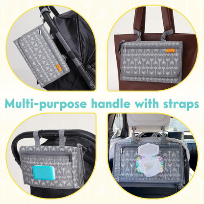 Kopi Baby Portable Diaper Changing Pad, Wipes Pocket, Classic Black Arrows