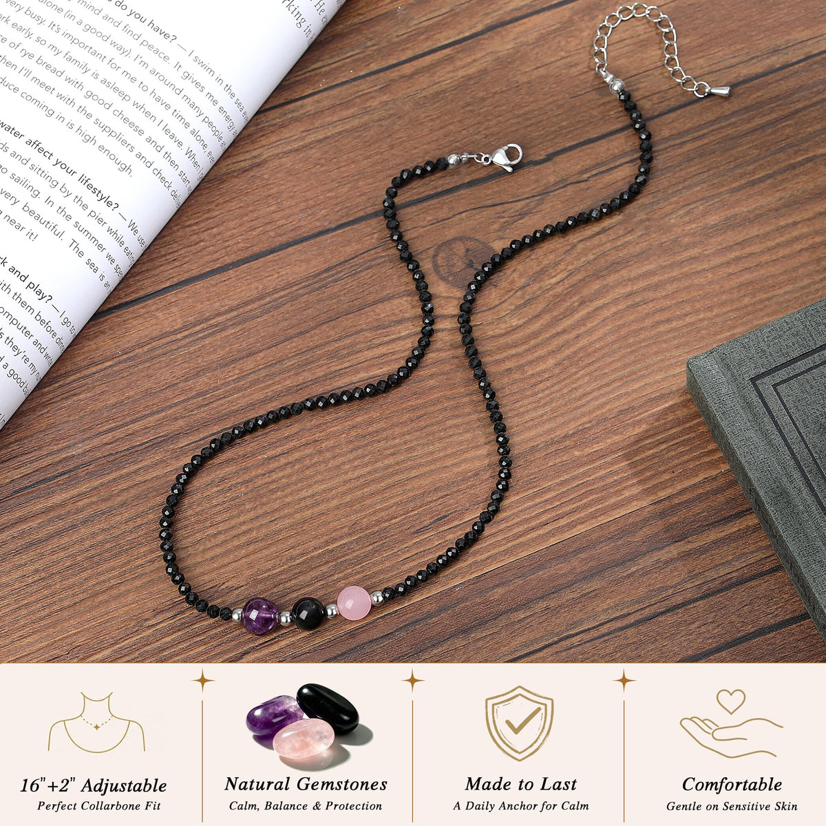 Healing Crystal Beaded Necklaces for Women Christmas Gift