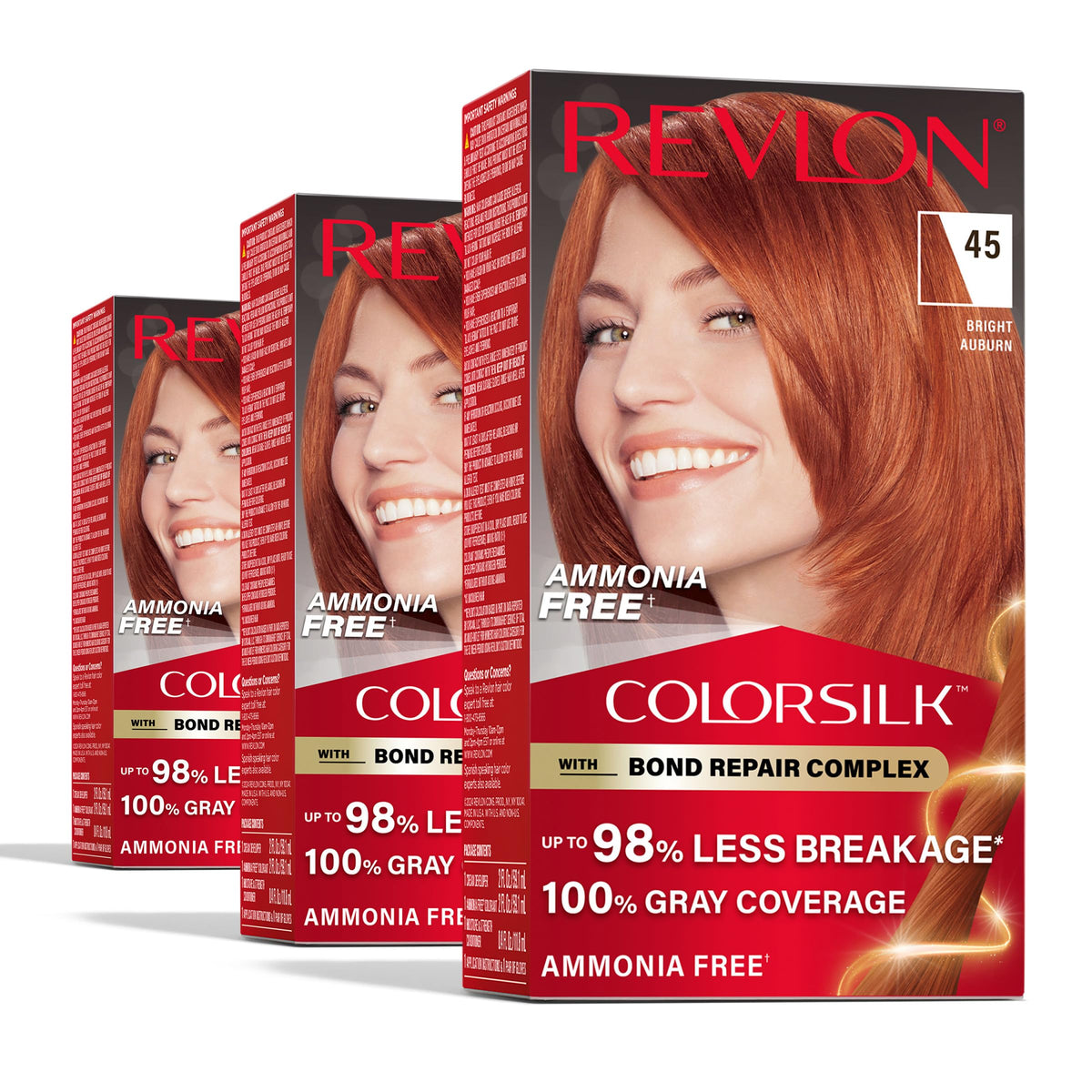 Revlon ColorSilk with Bond Repair Hair Color, 51 Light Brown, 3pk