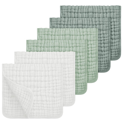 Looxii Muslin Baby Burp Cloths, Absorbent Brup Rags 6 Pack Set for Baby