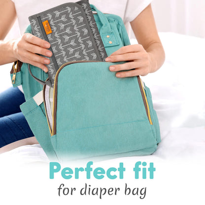 Kopi Baby Portable Diaper Changing Pad, Wipes Pocket, Classic Black Arrows