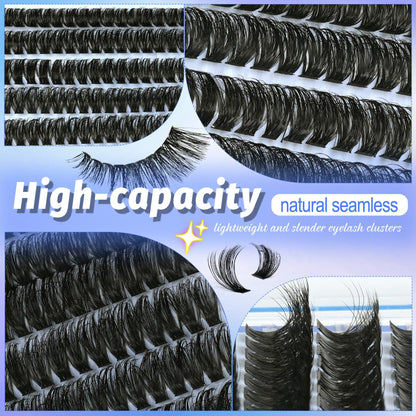 Lash Clusters Wispy 60D Eyelash Clusters 10-18mm Fluff Cluster Eyelash Extensions D Curl No Plastic Feel Individual Lashes Extension 240 Pcs Versatile False Eyelashes Clusters